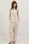 Stone Linen Blend Double-Breasted Women's Vest - 2