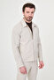Straight Slim Fit Shirt Collar Zippered Men's Coat Pants Stone - 17166.26Y - 6
