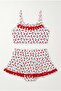 Girl's Cherry Patterned Swimsuit Sea and Pool Bikini Set M00833 White - Red - 3