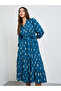 Teal Floral Tiered Midi Dress with Tie-Belt - 2