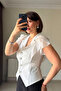 Ecru Vest Blouse with Ruffle Sleeve Detail - 3