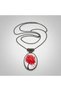 Bronze Vintage Women Necklace Authentic Copper Jewelry Red Tree of Life Medallion Long Chain - 2
