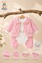 Baby Girl Set - 3-Piece Top and Bottom Set with Lace Collar and Rose Embroidery