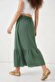 Women's Ruffled Hem Emerald Green Skirt - 2