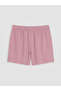 Pink Elastic Waist Linen Blend Women's Shorts - 6