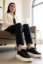 Women's Platform Sole Canvas Lace-Up Retro Sneakers Mid Heel Comfortable Casual Modern Stylish - 4