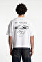 Men's De Porsche Printed Crop Oversize T-Shirt Ecru - 6