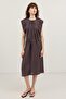 Coffee Polka Dot Midi Dress - 2