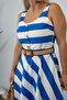 Women's Blue Striped Midi Dress - 3