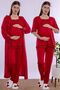 Cotton Long Robe Maternity Nursing Pajama Set Effortt - Cherry
