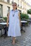 Front Buttoned Shirt Collar Jopone Sleeves (Sleeveless) Striped Patterned Bell Cut Plus Size Denim Fabric Dress - 2