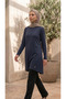 2305_Women's Navy Blue Crew Neck Long Sleeve Hijab Single Jersey Tunic 100% Cotton - 3