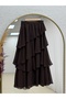 Güzay Cross Ruffled Tulle Skirt-Aa4576.1 Brown - 6