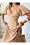 Women's Balloon Sleeve Piecewise Dress - 3