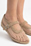 Karel Women's Knitted Mesh Detailed Buckle Strap Mary Jane Summer Ballerinas - 3