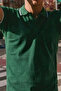 Men's Buttoned Fashion Green Polo Collar T-Shirt - 6