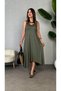Women's Strappy V-Neck Viscose Maxi Dress with Ring Detail and Asymmetrical Cut - 3