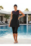 Women's 3-Piece Quick-Dry Hijab Swimsuit Sleeveless Tunic Leggings Bonnet Set - 3