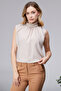Women's Hakim Collar Stone and Pearl Detailed Sleeveless Blouse Sıfırkol Premium Quality - 4