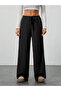 women's texture drawstring waist wide leg pants - 3