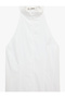 Cotton Sleeveless Flounce Loose Fit Poplin Halter Neck Midi Dress - 3