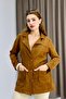 Women's Belted Double Pocket Suede Coat / Jacket Tan