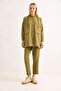 Women's Metal Button Scuba Double Suit Khaki