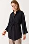Women's Adjustable Waist Layered Sleeve Shirt Black