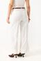 Women's Stylish Pants with Stitched Cuffs and Belt, White - 6