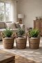 2 Pieces Hsr-036 Natural Wicker Knitted Basket Towel Basket Potato Onion Holder Flower Pot Organizer Basket - 5