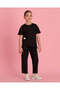 Girls Black Studded T Shirt And Trouser Set