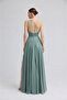 Women's Backless One-Shoulder Draped V-Neck Evening Dress - 7