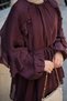 Women's Drawstring Detail Waist Tie Tulle Set Burgundy - 7