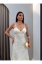 Strappy Floral Embossed Long Dress - 6