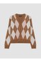 Özmarka New Season Diamond Patterned Girls' Knitwear Cardigan