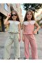 Girl's Linen Suit with Sequins and Glitter - 3