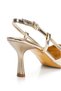 Women's Gold Patent Leather Medium Heeled Pointed Toe Open Back Stylish Evening Dress Stiletto - 6