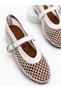Women's White Mesh Mary Jane Ballerina Shoes with Buckle Round Toe Summer Casual Shoes Valencia - 2