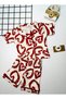 Baby Girl Heart Printed Summer Shorts Pajamas Set 100% Cotton Red White