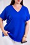Women's Plus Size V-Neck Blouse with Sleeve Epaulettes - 5