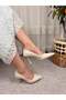 Women's Vita Beige Leather Thin Heels 9 cm Stiletto Beige - 3
