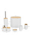 4531 8-Piece Acrylic Bathroom Set - Trash Can with Bamboo Lid, Soap Dispenser, Toothbrush Holder, and Toilet Brush in White - 3