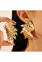 Gold Color Layered Leaf Figured Flashy Women's Earrings - 5