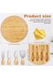 Round Cheese Board with 4 Stainless Steel Knives, Hidden Cutlery Drawer, Bamboo Wood Charcuterie Board - 6