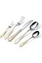 Novasteel Flatware Set, 24 Piece Stainless Steel, Gold Patterned 6 Person Silverware, Dishwasher Safe