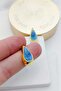 Damla Gold Blue Pearlescent Women's Earrings - 2