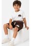 Boy's Born Summer Patterned Color Gradient T-Shirt and Double Pocket Brown Shorts Set - 4