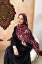 شال ناعم بلون أكوا مع نقش زهرة البندقية الحمراء - 2