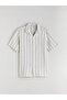 White Regular Fit Short Sleeve Striped Dobby Men's Shirt - 4