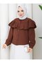 Women's Hijab Ruffled Flounce Detailed Long Sleeve Shirt Blouse